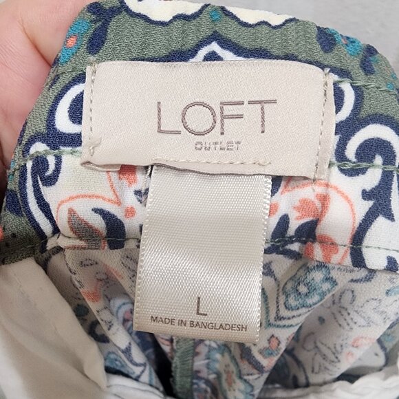 LOFT Women's Floral Wide-Leg Pants, Size L, Lightweight 100% Polyester - Picture 8 of 16